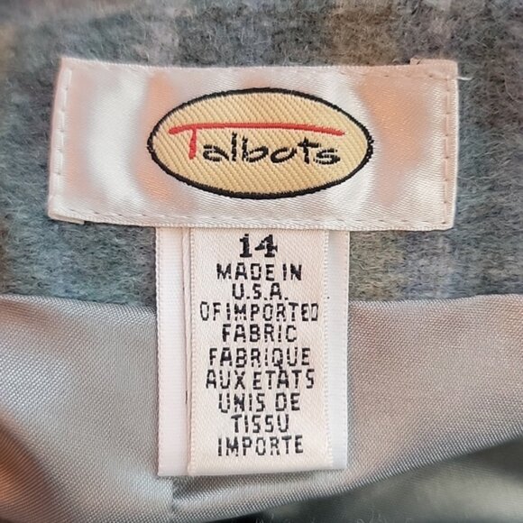 TALBOTS NeW Blue Wool Blend Plaid Fringe Boho Preppy Blanket Wrap Pencil Skirt - Picture 6 of 7